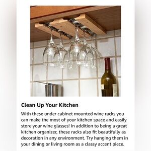 Under Cabinet Wooden Wine Glass Rack